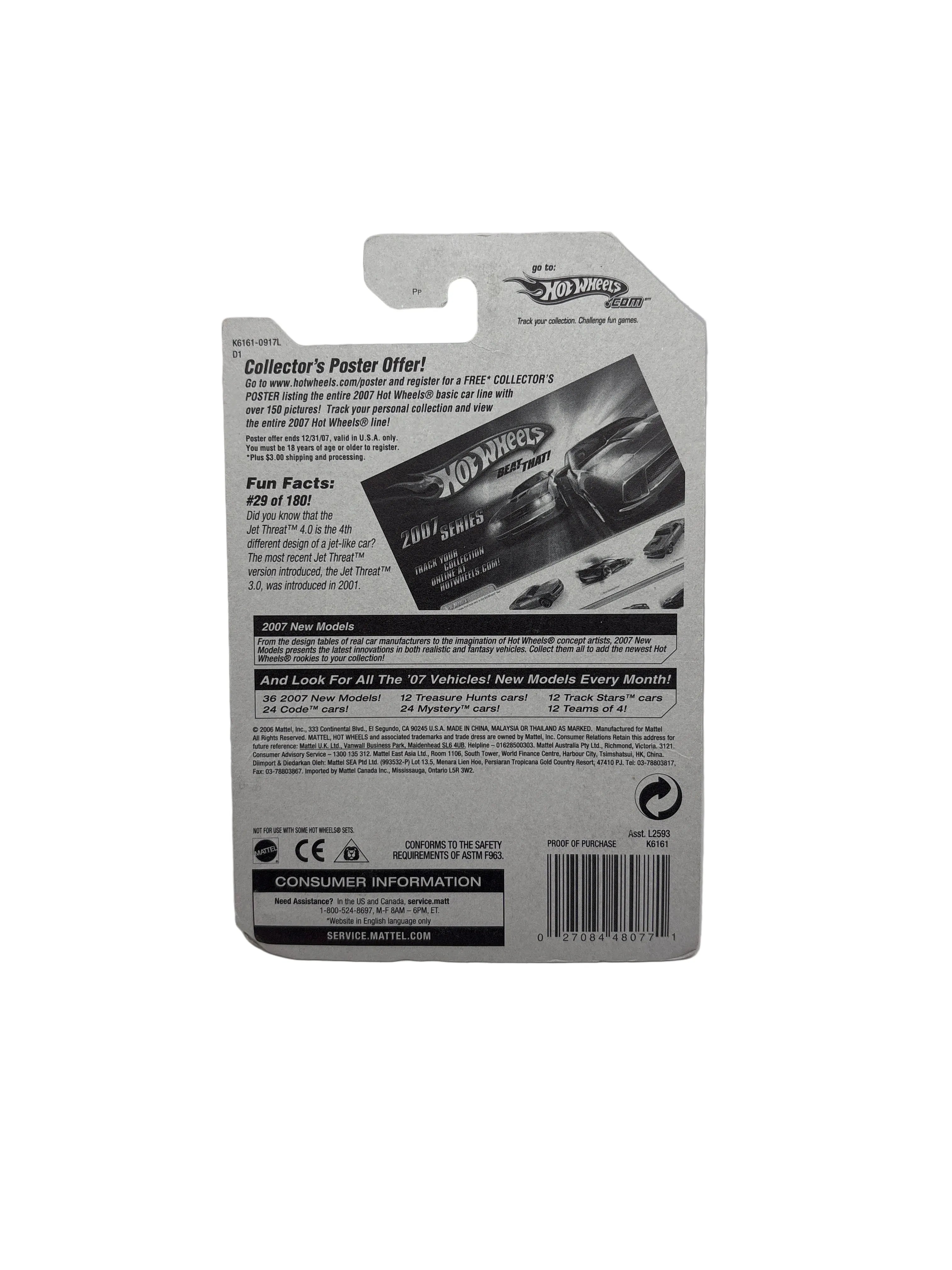 Hot Wheels Jet Threat 4.0 Diecast silver