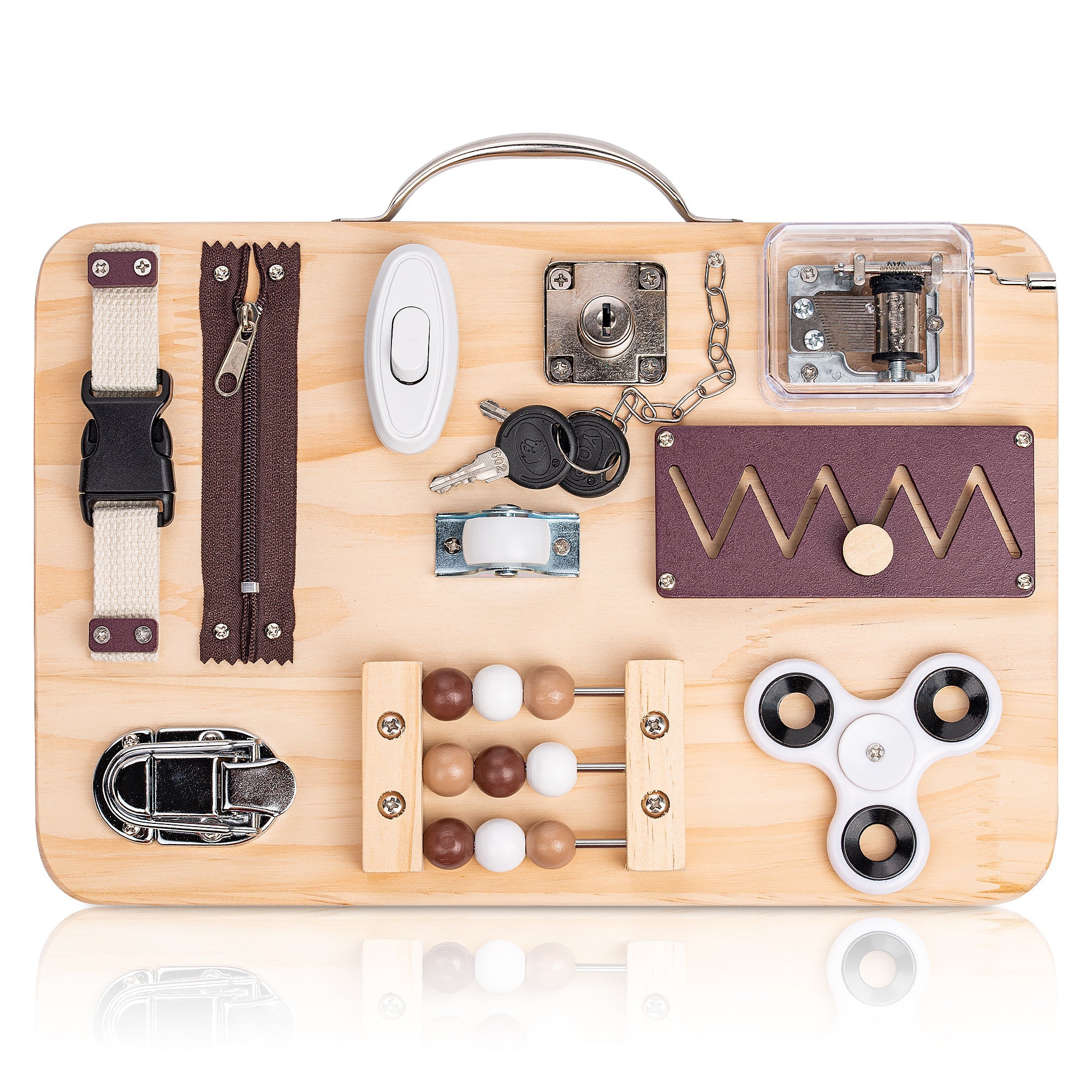 Wooden Fidget Busy Board for Adults with Altzheimer's, Dementia-friendly games