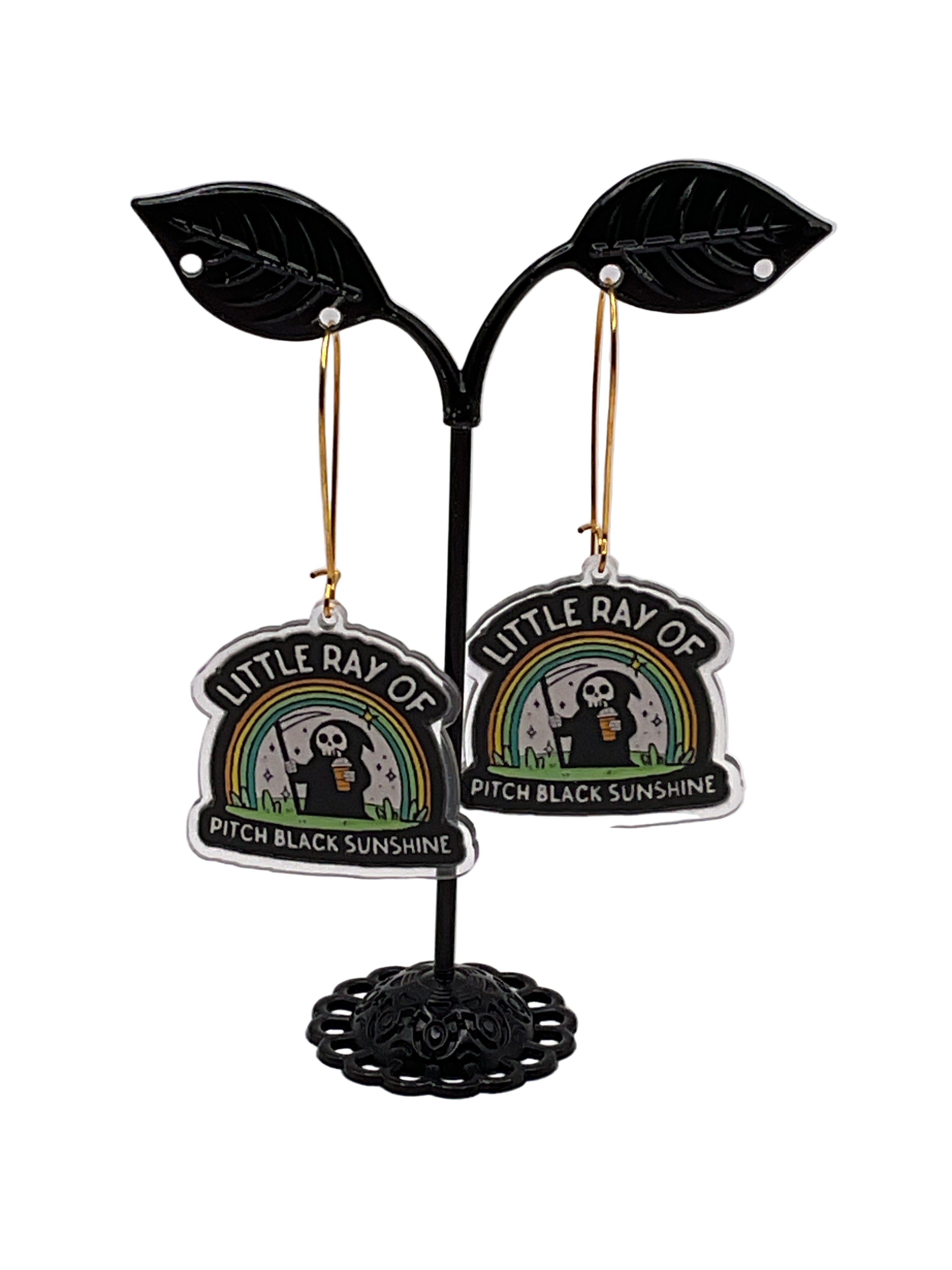 Little Ray of Pitch Black Sunshine Earrings