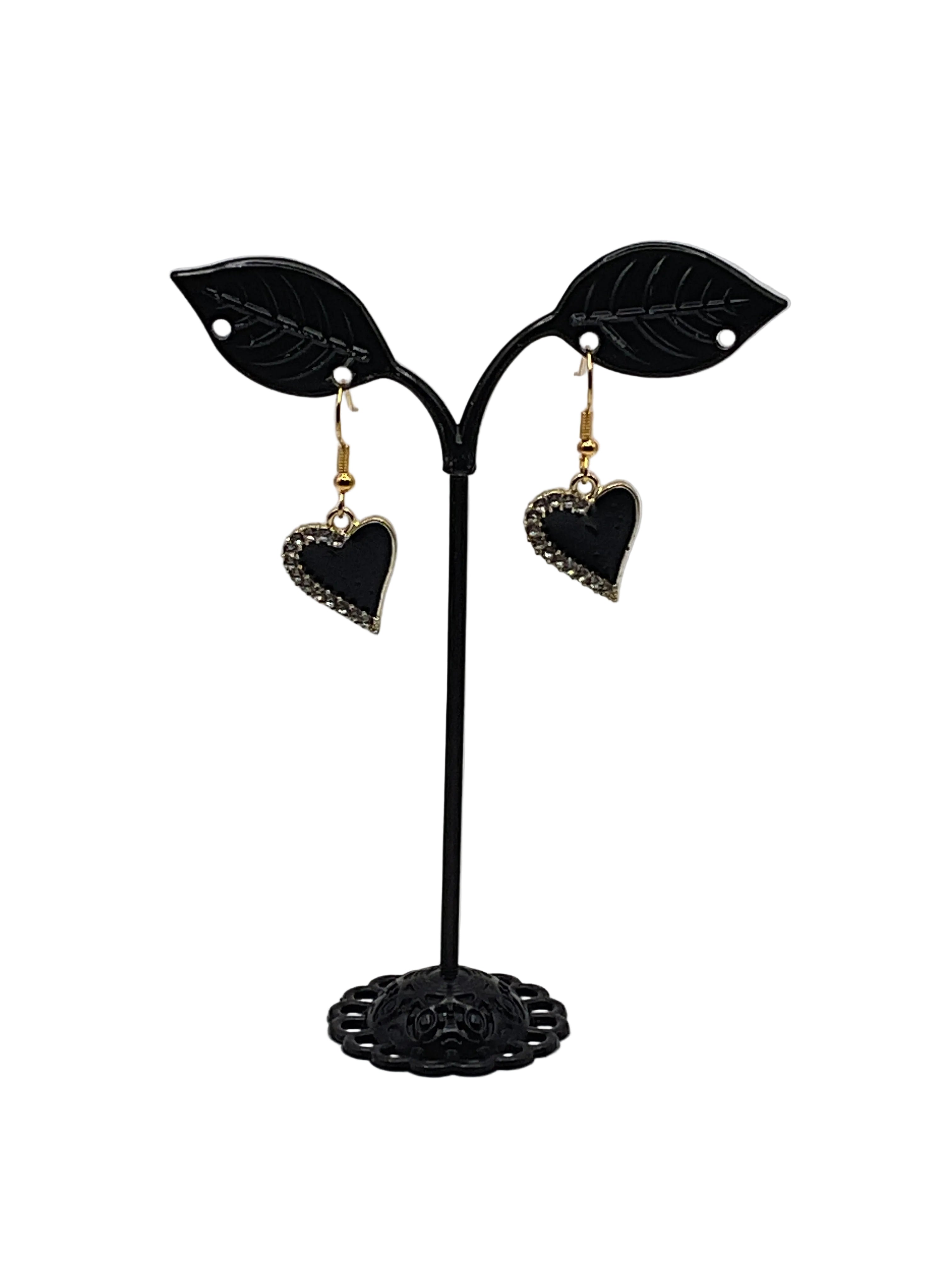 Black Heart Earrings 2