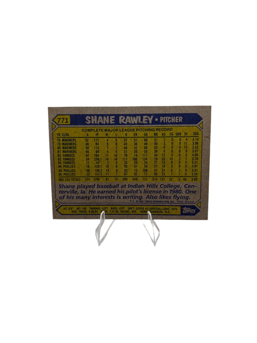 Topps Shane Rawley