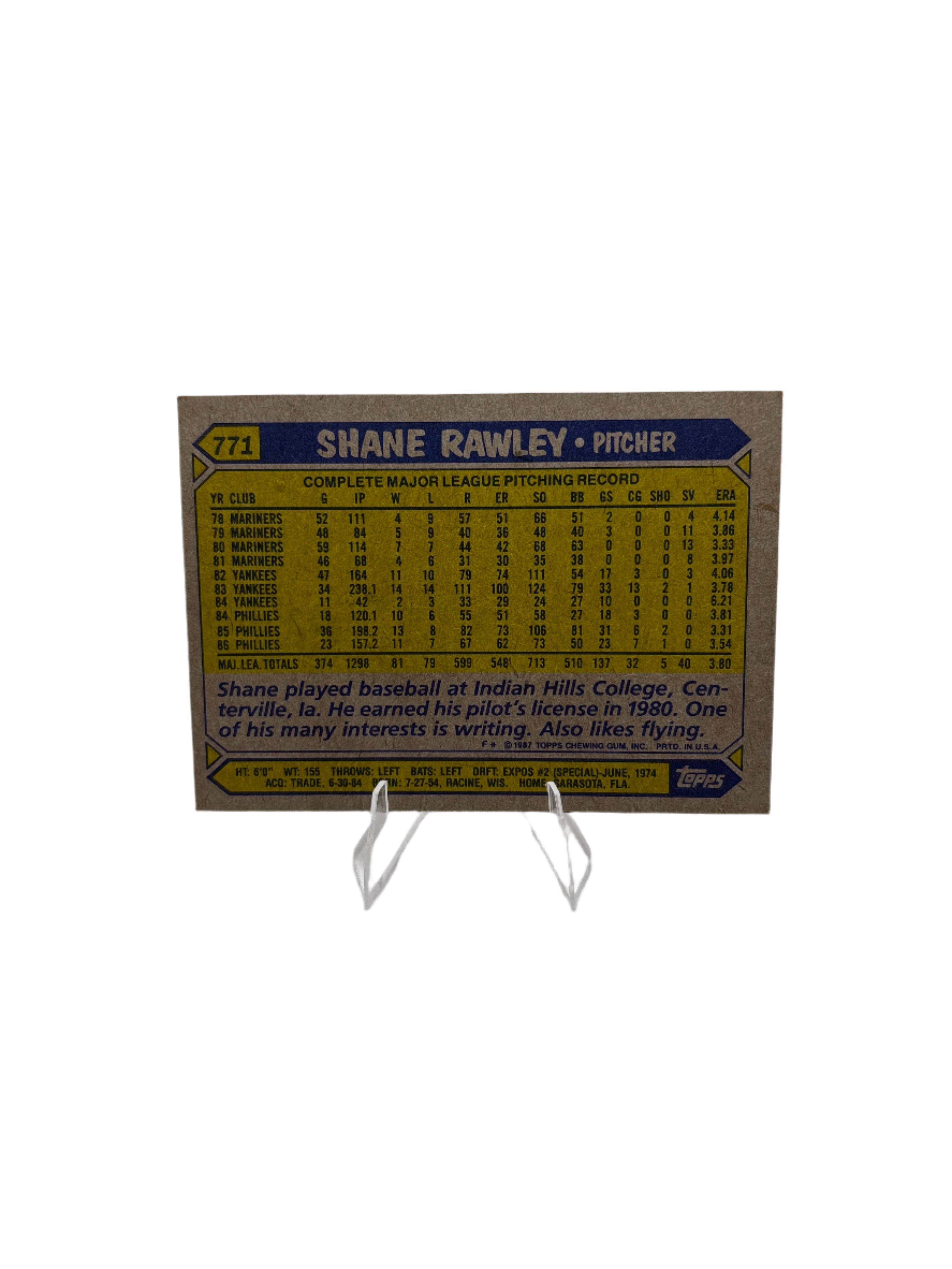 Topps Shane Rawley