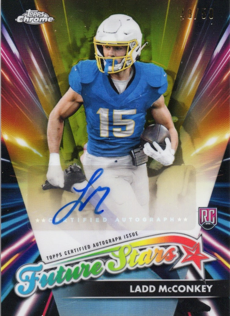 2024 Topps Chrome Ladd McConkey #FSALM Future Stars Autograph /50 Rookie RC Football Card