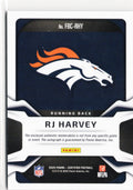 2025 Panini Certified RJ Harvey #FBCRHY Freshman Fabric Patch Purple Auto /399 Denver Broncos RC Rookie Football Card