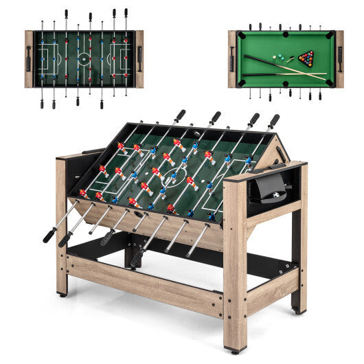 2-in-1 Swivel Game Table for Teens Adults-Brown