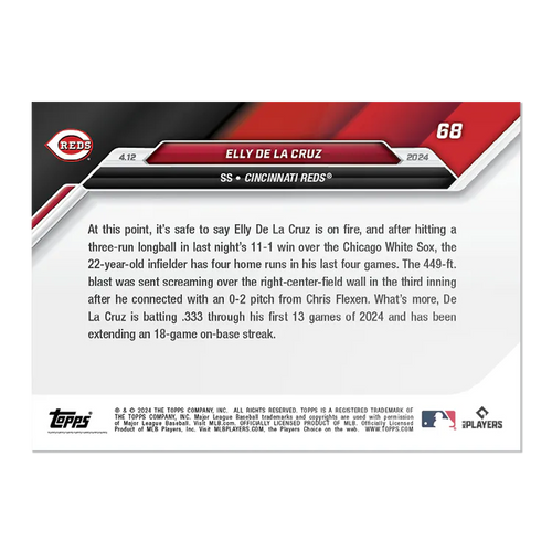 2024 Topps Now Elly De La Cruz #68 Rookie RC Baseball Card