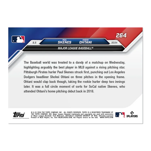 2024 Topps Now Paul Skenes/Shohei Ohtani #264 Purple #/25 Baseball Card