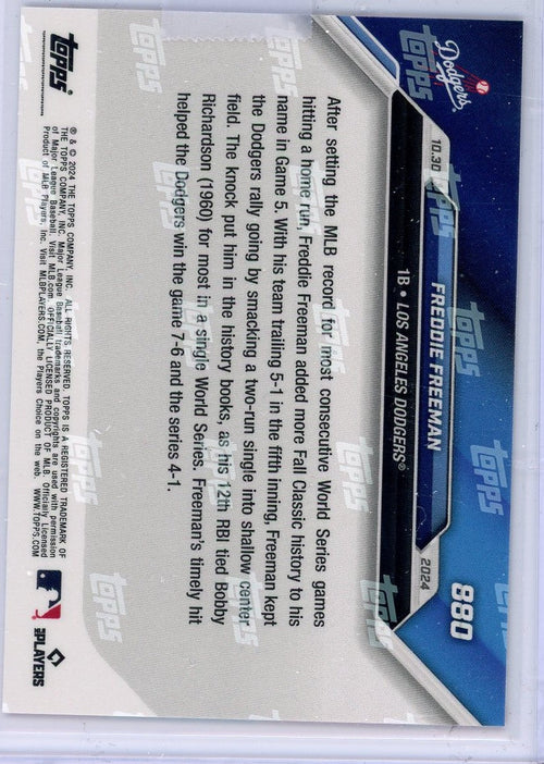 2024 Topps Now Freddie Freeman #880 Red /10 Los Angeles Dodgers Baseball Card