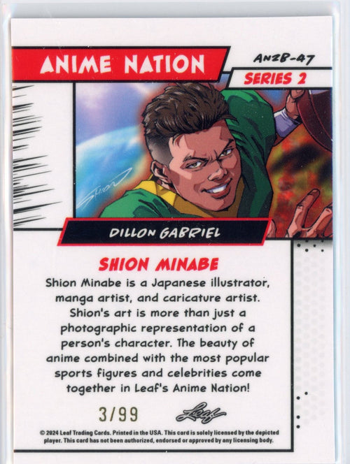 2025 Leaf Web Exclusives Anime Nation Dillon Gabriel #47 Silver /99 Rookie RC Football Card