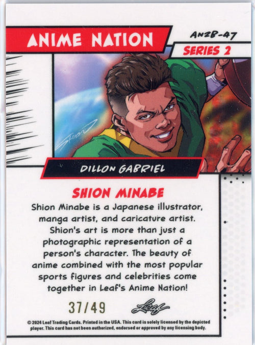 2025 Leaf Web Exclusives Anime Nation Dillon Gabriel #47 Purple /49 Rookie RC Football Card