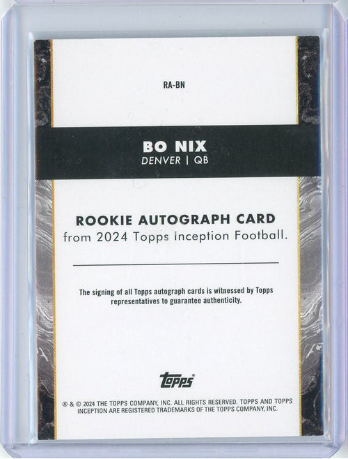 2024 Topps Inception Bo Nix #RA-BN /150 On Card Autograph Rookie RC Football Card