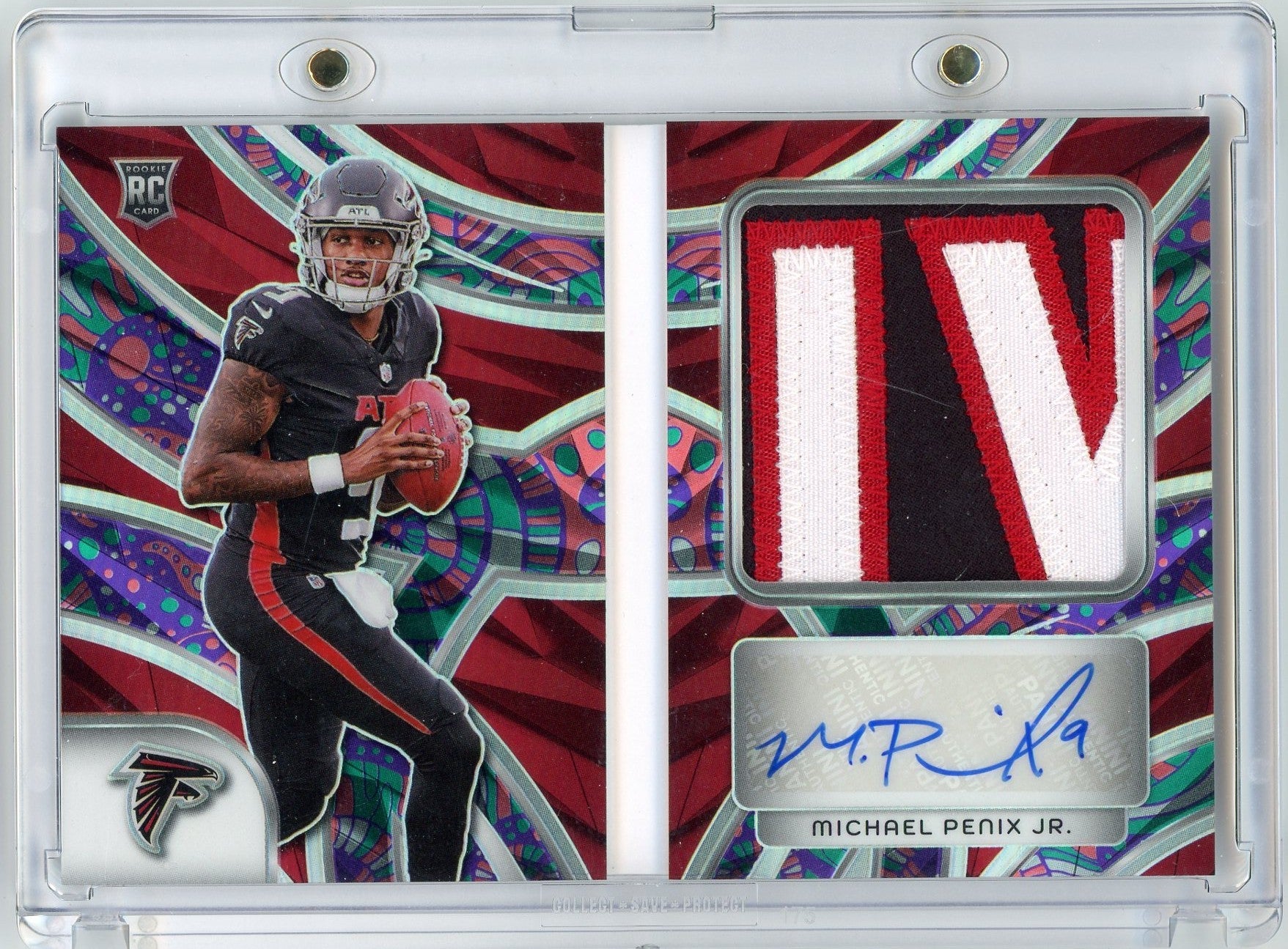 2024 Panini Spectra Rookie Genesis Michael Penix Jr #RGH-MPJ RPA Booklet Auto /5 Rookie RC Football Card