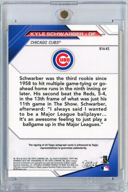 2016 Bowman Best Kyle Schwarber #B16-KS /99 Auto Rookie RC Baseball Card