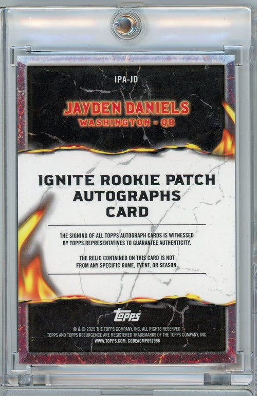 2024 Topps Resurgence Jayden Daniels #IPA-JD Ignite Rookie Patch Autograph RPA /125 Rookie RC Football Card