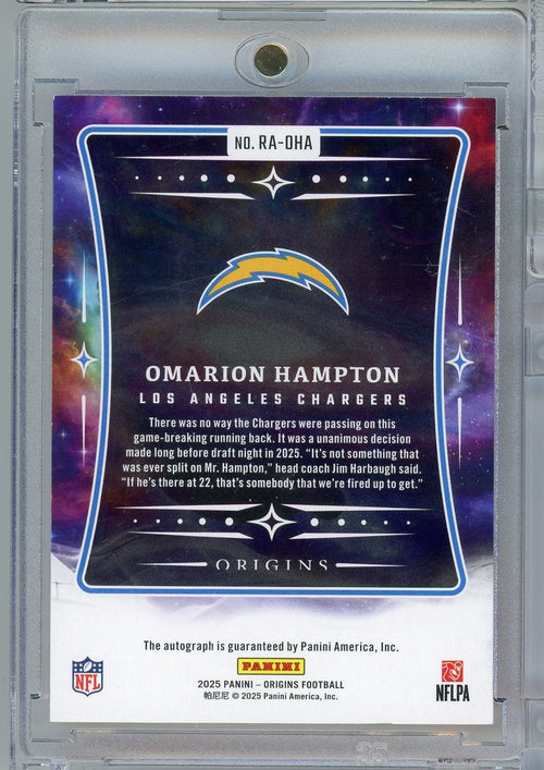 2025 Panini Origins Omarion Hampton #RAOHA /75 Orange Auto Rookie RC Football Card