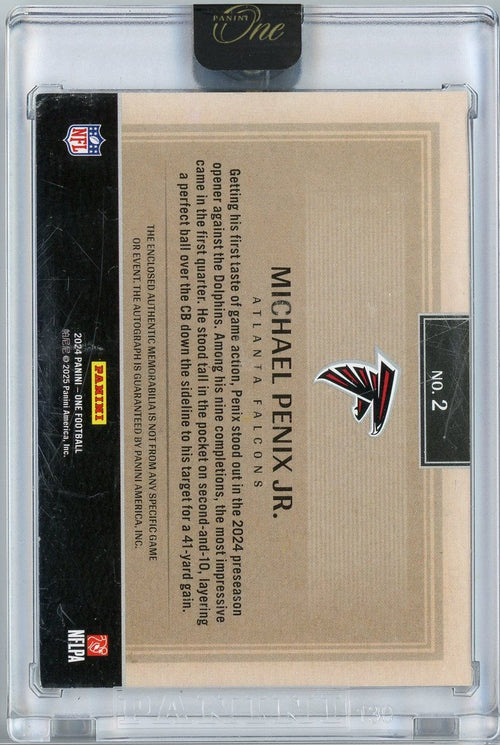 2024 Panini One Michael Penix Jr #2 /25 RPA Rookie Patch Auto Rookie RC Football Card