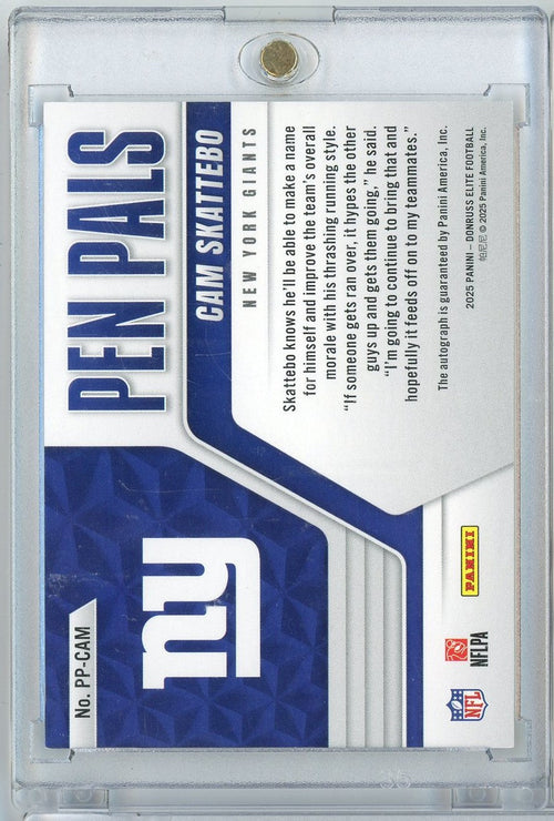 2025 Donruss Elite Pen Pals Cam Skattebo #PPCAM Auto Rookie RC Football Card