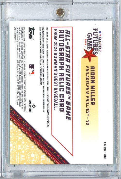 2024 Topps Bowmans Best Aidan Miller #FGRA-AM /99 Futures Game Relic Auto Rookie RC Baseball Card