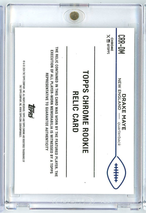 2024 Topps Chrome Rookie Relic Drake Maye #CRR-DM Player Worn Relic Rookie RC Football Card