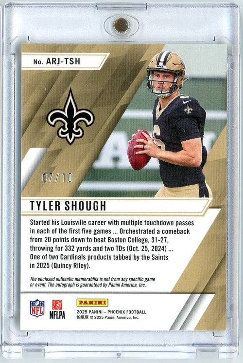 2025 Panini Phoenix Ascension Tyler Shough #ARJTSH /10 RPA Auto Rookie RC Football Card