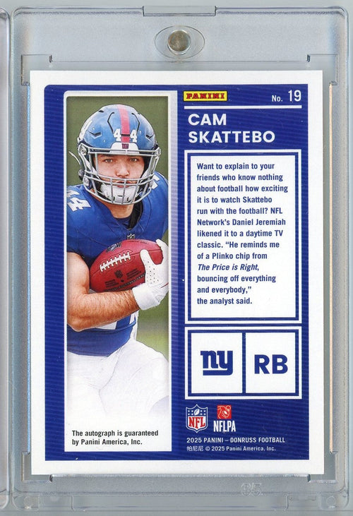 2025 Donruss The Rookies Cam Skattebo #19 /299 Auto Rookie RC Football Card